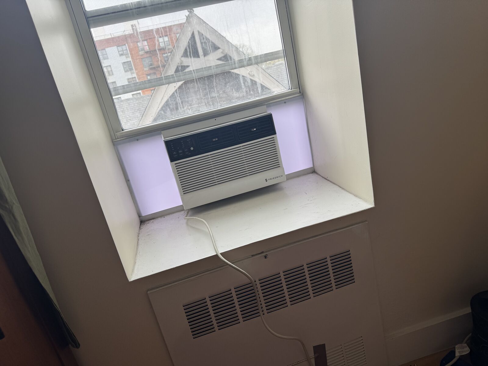 White plexiglass AC installation 7